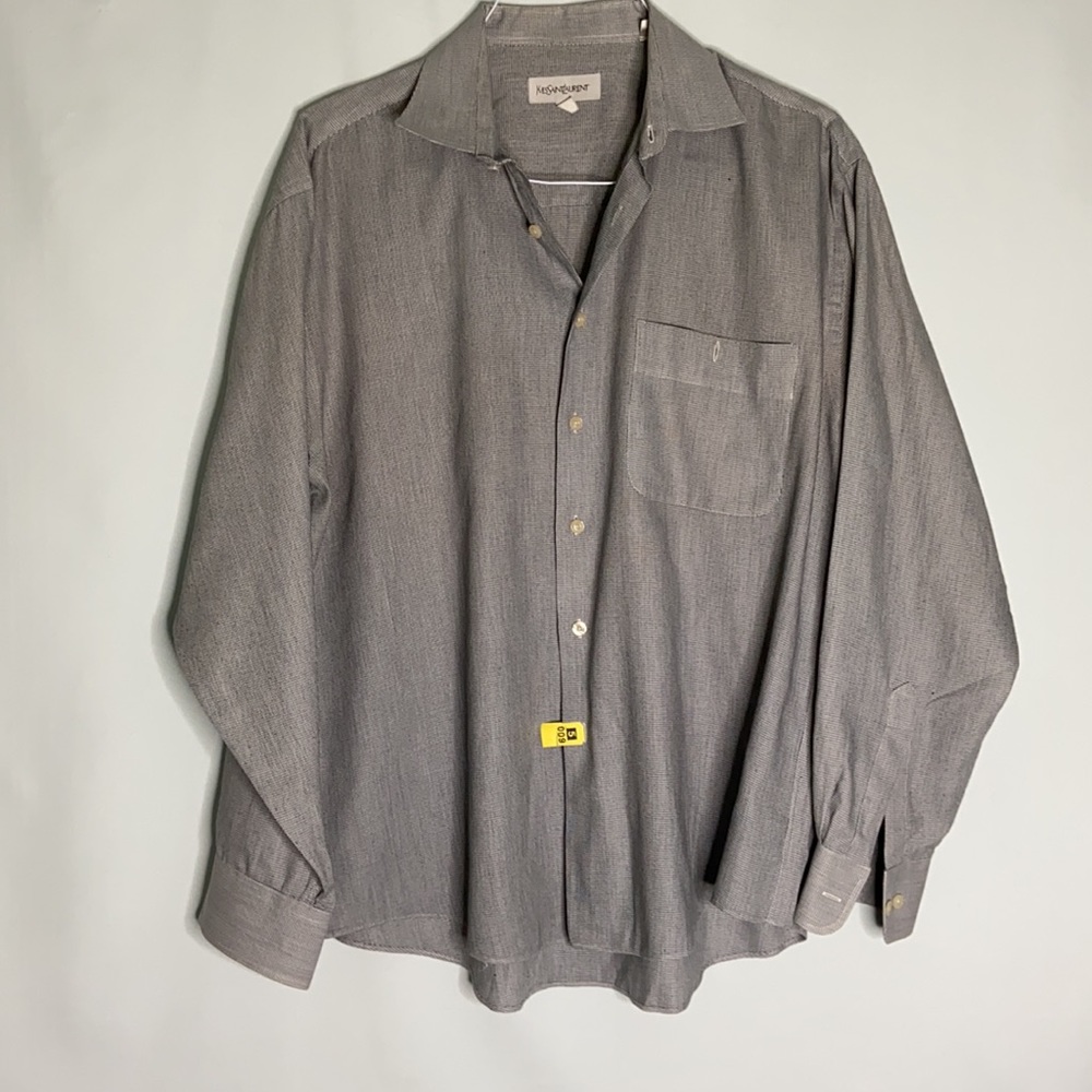 Yves Saint Laurent  YSL Gray Men Button Down Shirt Size Large 16.5 34-35